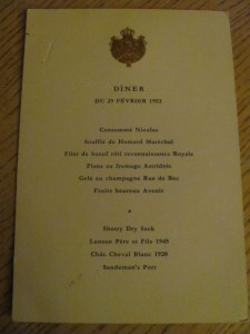 Slottsmiddag 29 feb 1952